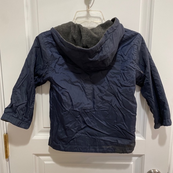 Arctic Plain Fleece Lined Rain coat Jacket Hood Pocket Blue Grey Reversible - Picture 2 of 4